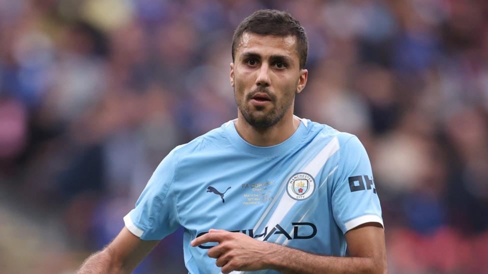 Image caption, Rodri has clocked 537 World Cup minutes, among the most of any Premier League player
